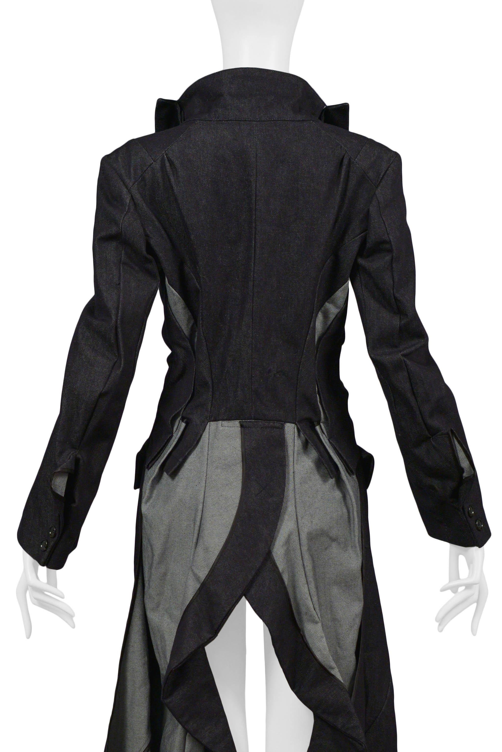Junya Watanabe Denim & Black Satin Coat 2007 For Sale 2