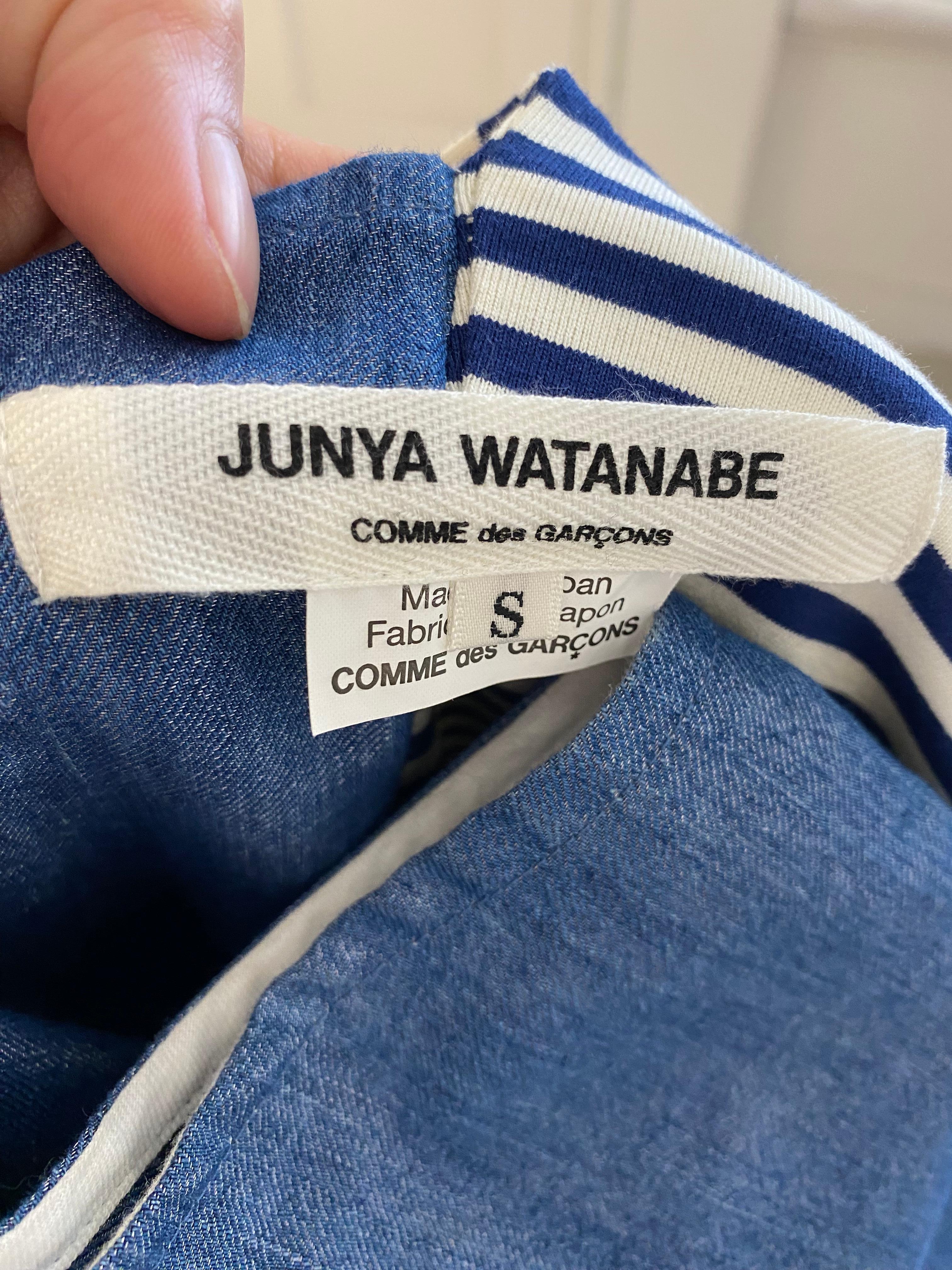 Junya Watanable Spring 2017 Denim and stripe knit dress with bow. ( see runway image ) 
Fit US size Small 2/4