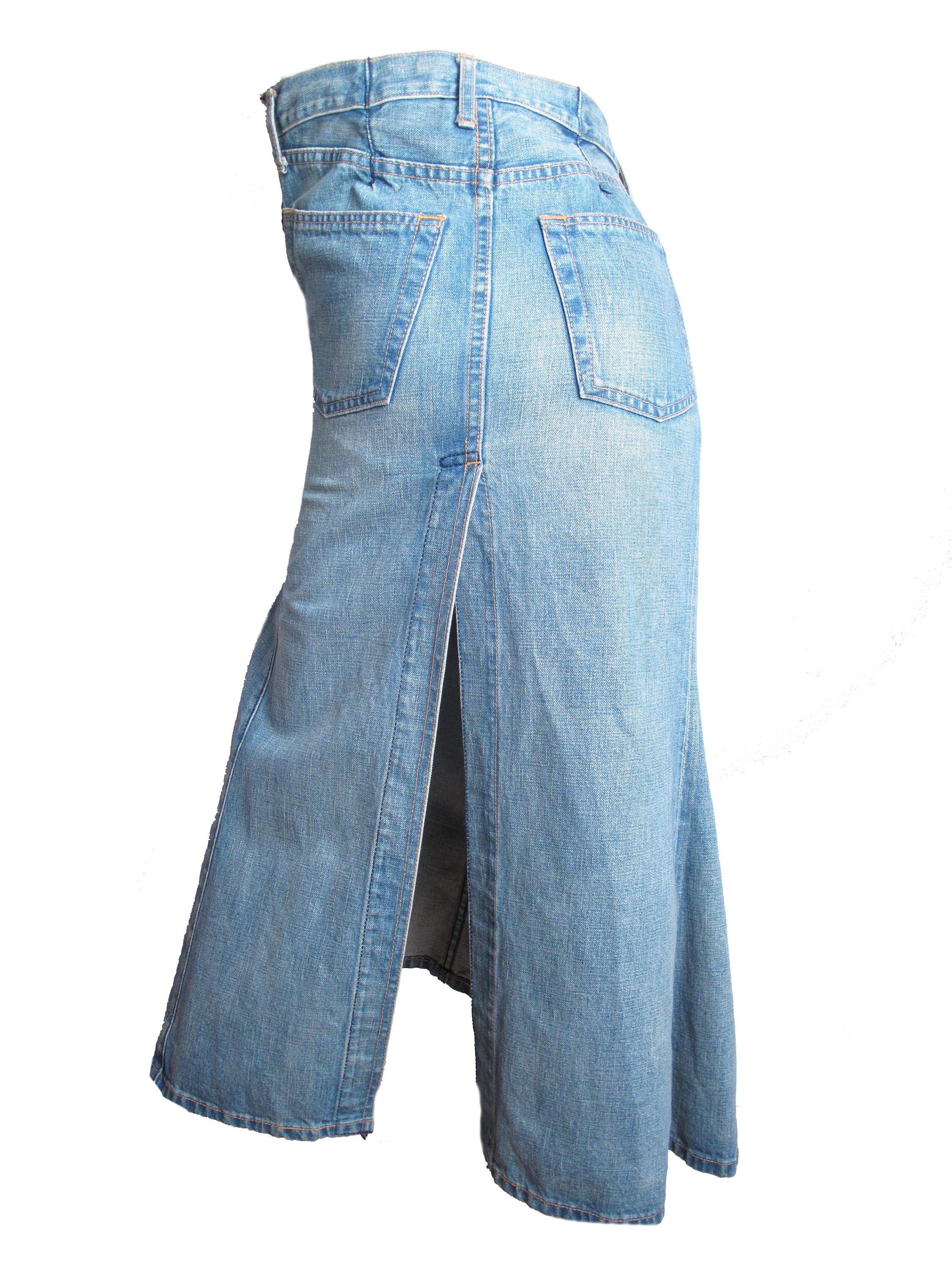 2004 Junya Watanabe long cotton denim twisted skirt.  Condition: Excellent. 28