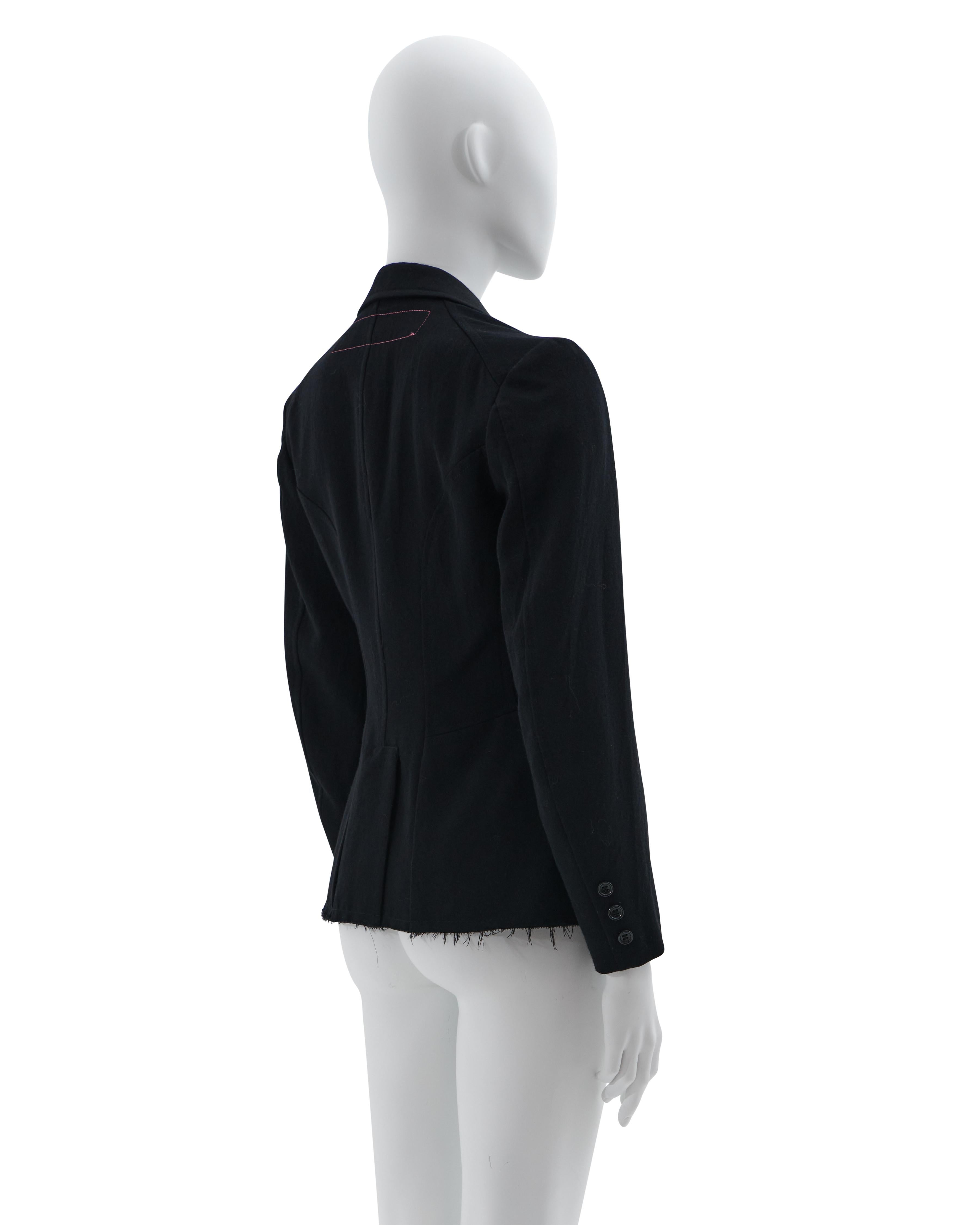 Donna Junya Watanabe Early 2000s Black fitted wool raw cut jacket in vendita