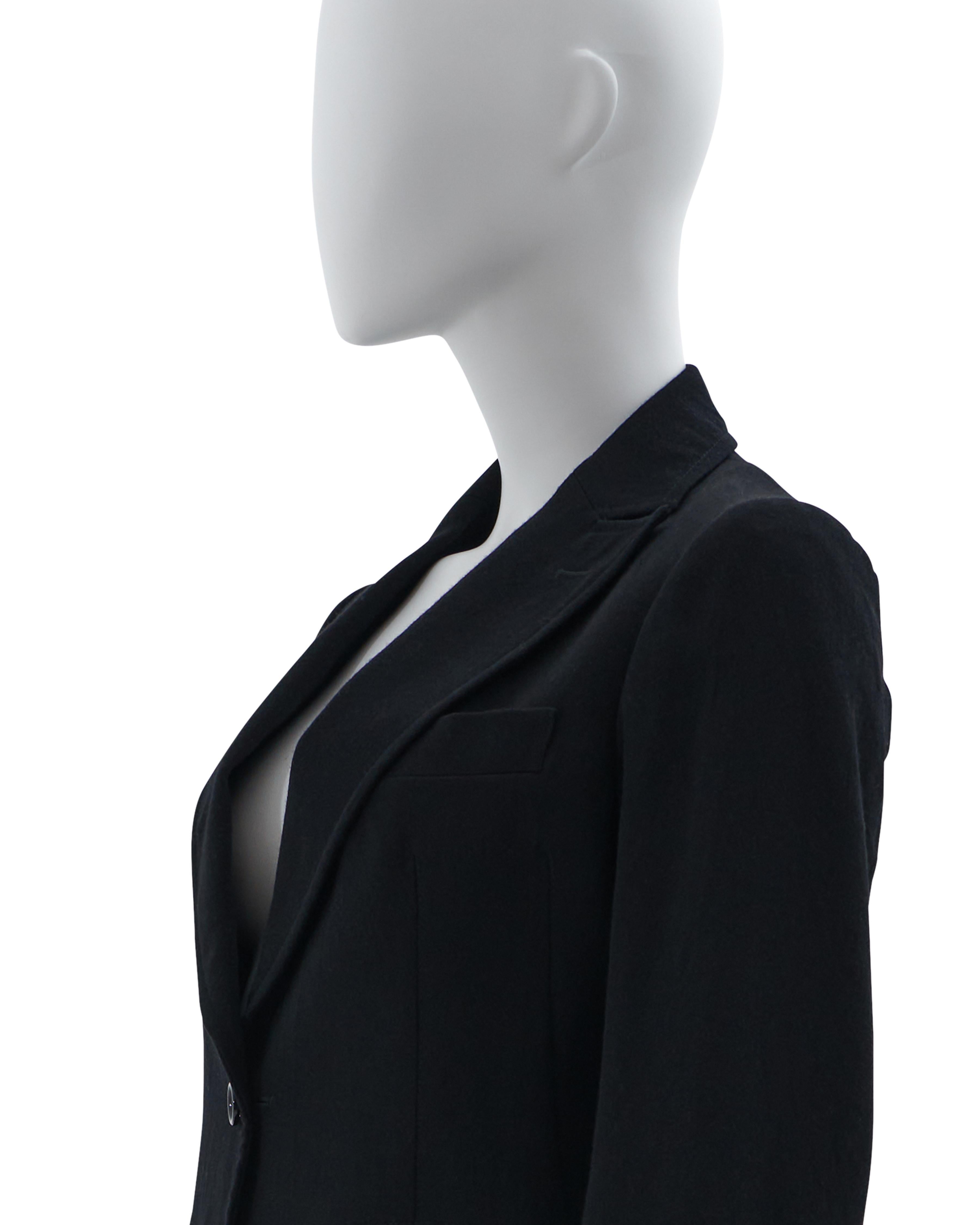 Junya Watanabe Early 2000s Black fitted wool raw cut jacket in vendita 1