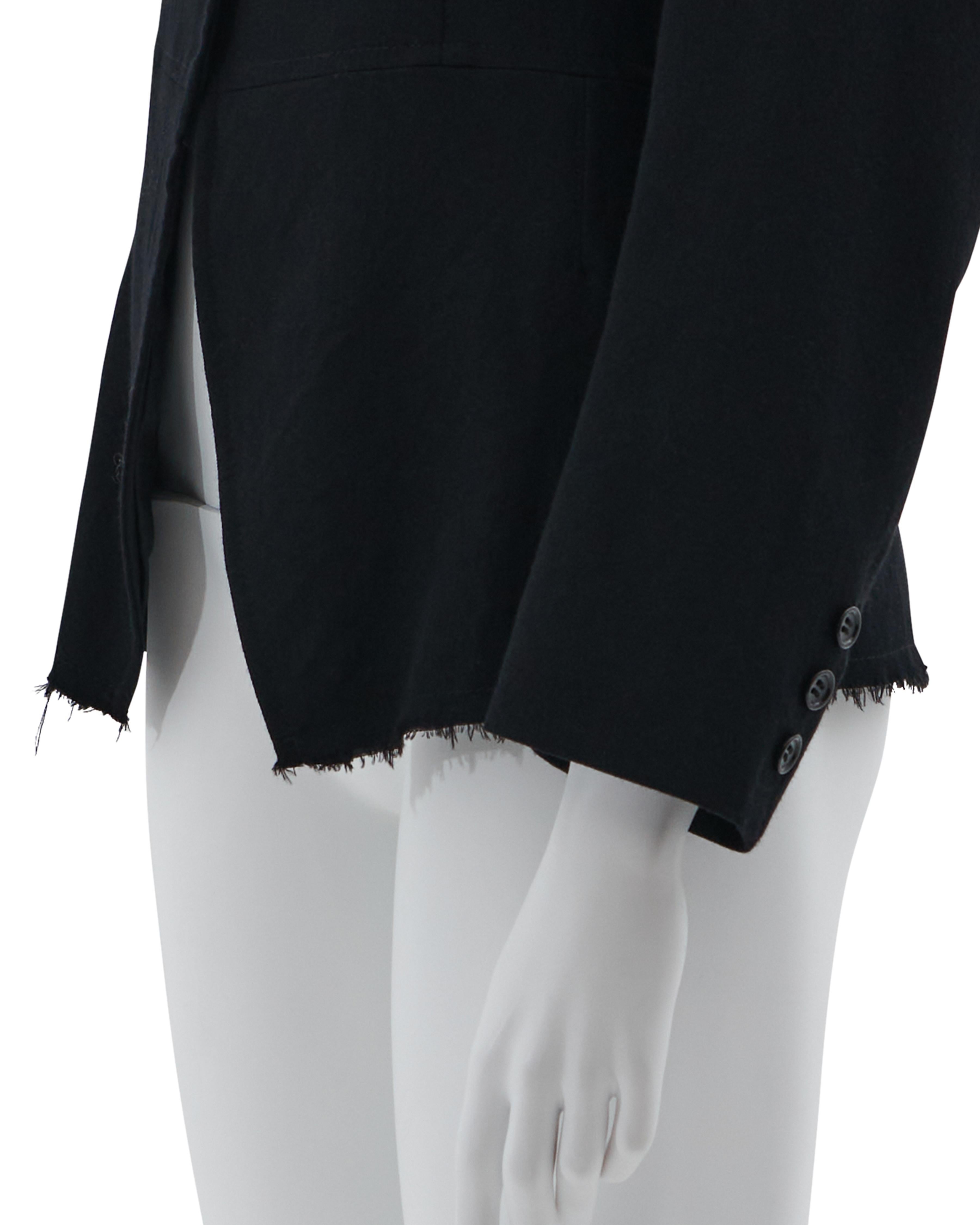 Junya Watanabe Early 2000s Black fitted wool raw cut jacket in vendita 2
