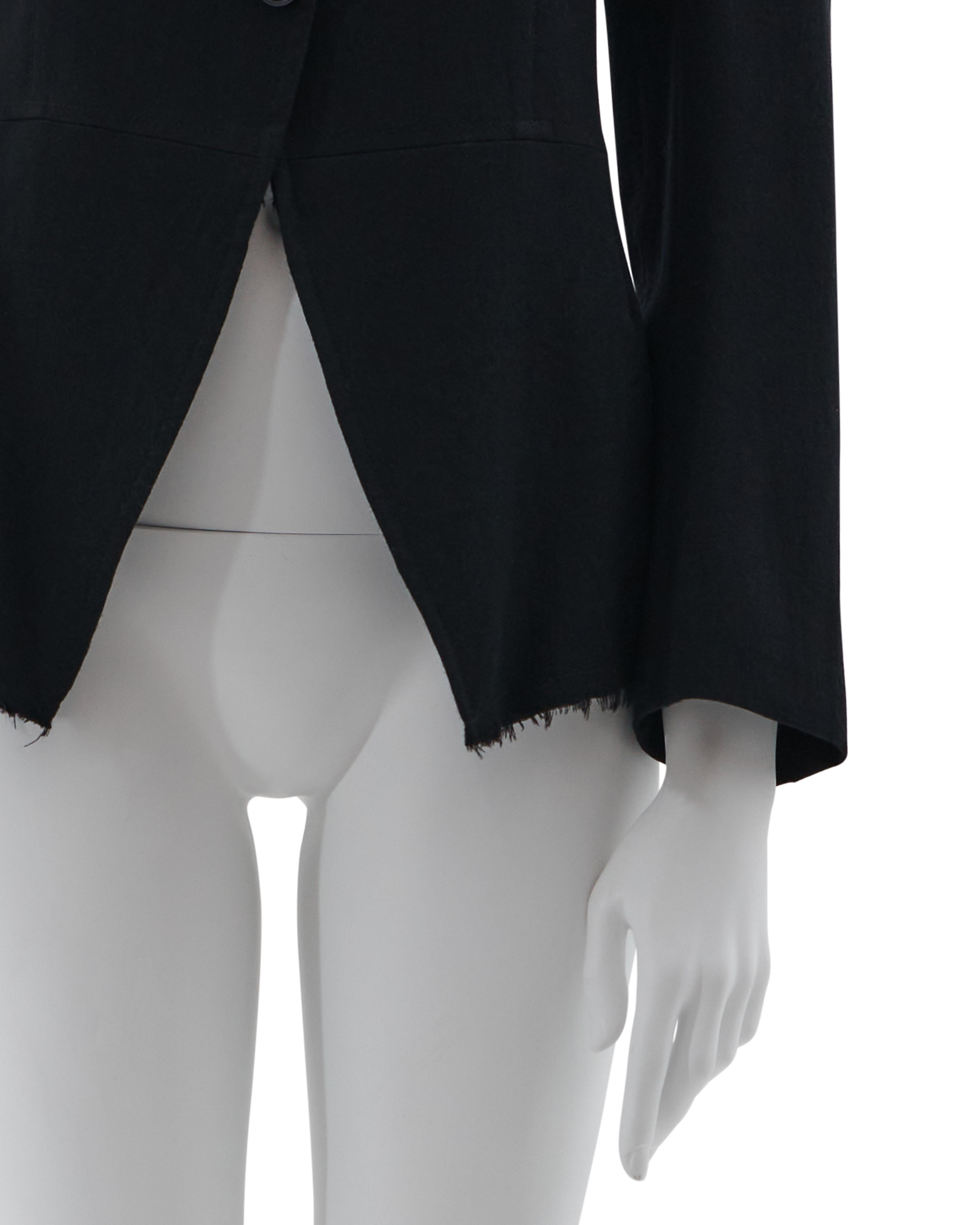 Junya Watanabe Early 2000s Black fitted wool raw cut jacket in vendita 3