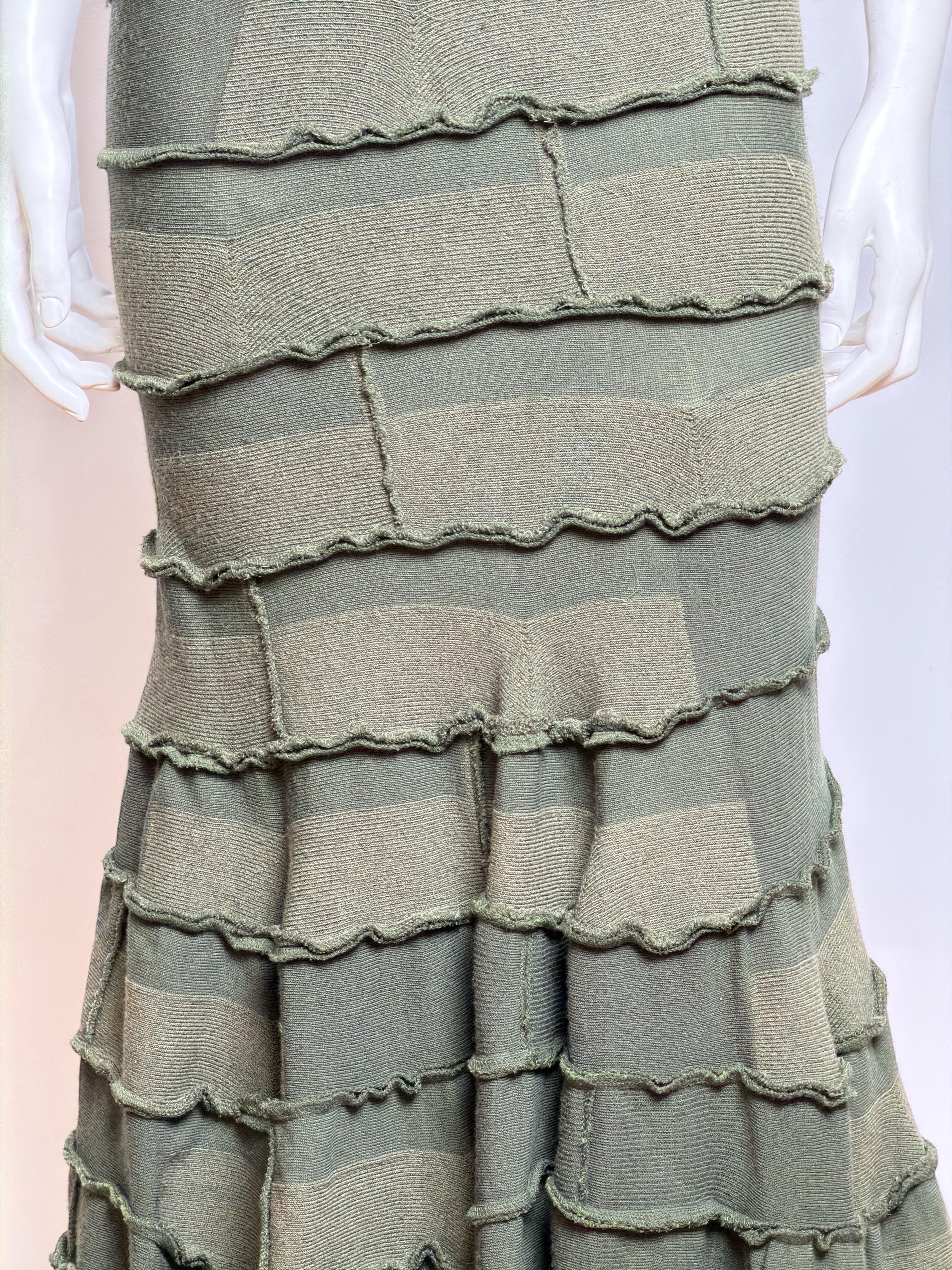 Junya Watanabe F/W 2006 Olive Tiered Military Khaki One-Shoulder Maxi Dress en vente 2