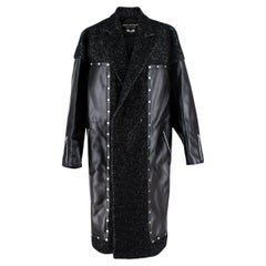 Junya Watanabe Flecked Wool-Tweed & Faux Leather Long Coat - US 6