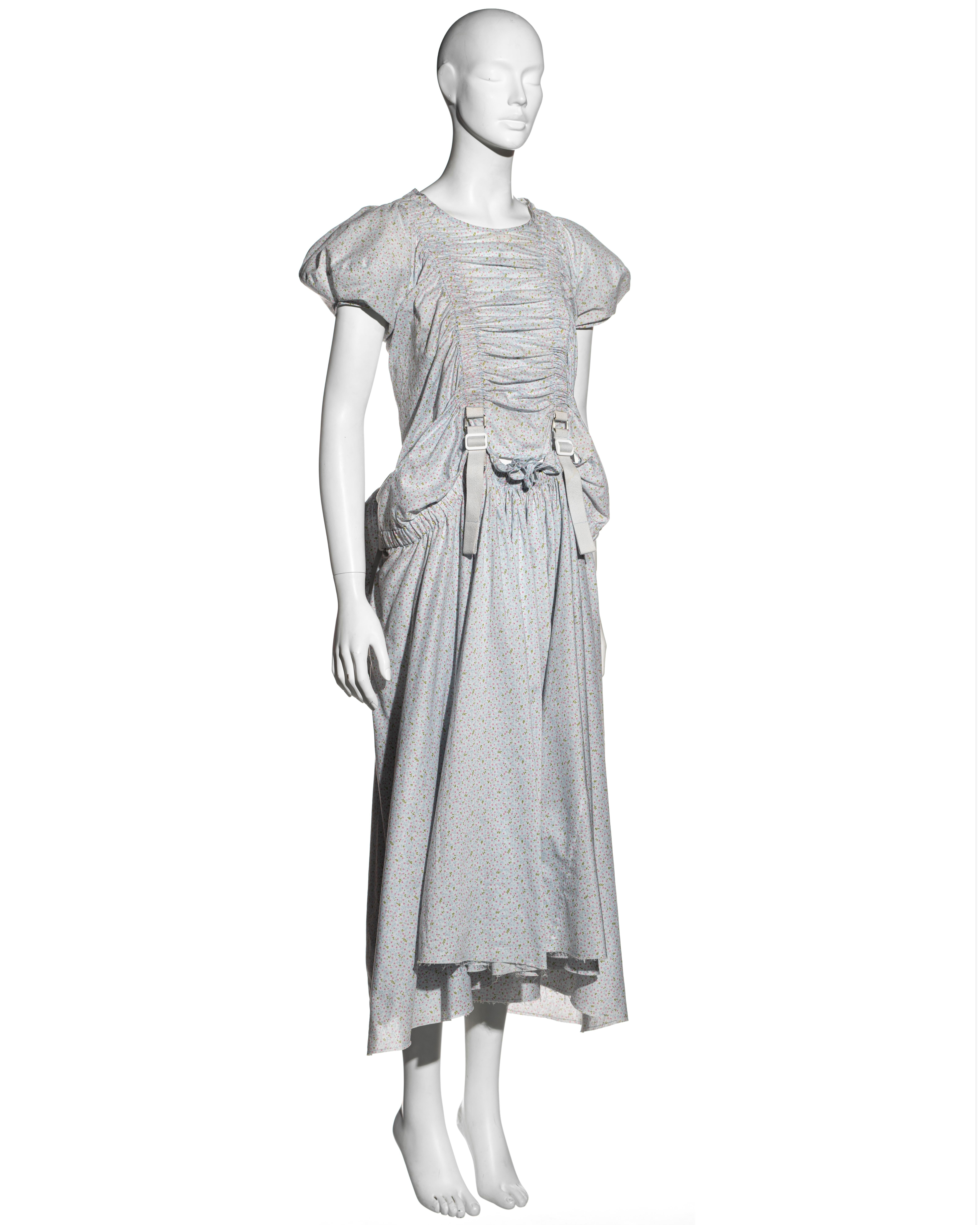 Junya Watanabe floral cotton dress with harness straps and backpack, ss 2003 For Sale 2