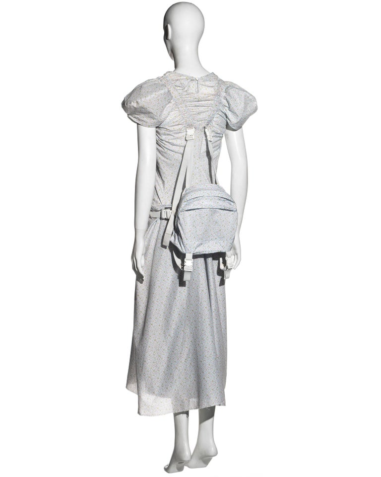 Junya Watanabe floral cotton dress with harness straps and backpack, ss 2003 For Sale 3