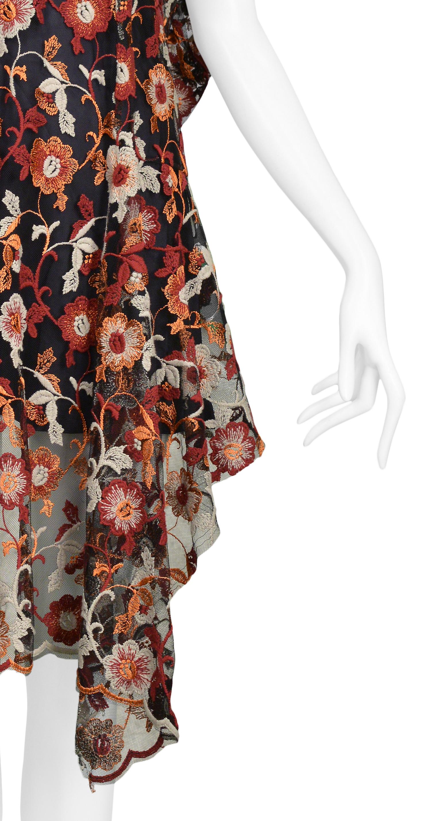 Brown Junya Watanabe Floral Embroidered Dress 2011 For Sale