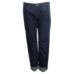 Junya Watanabe, jeans scuri indaco con risvolto alla caviglia