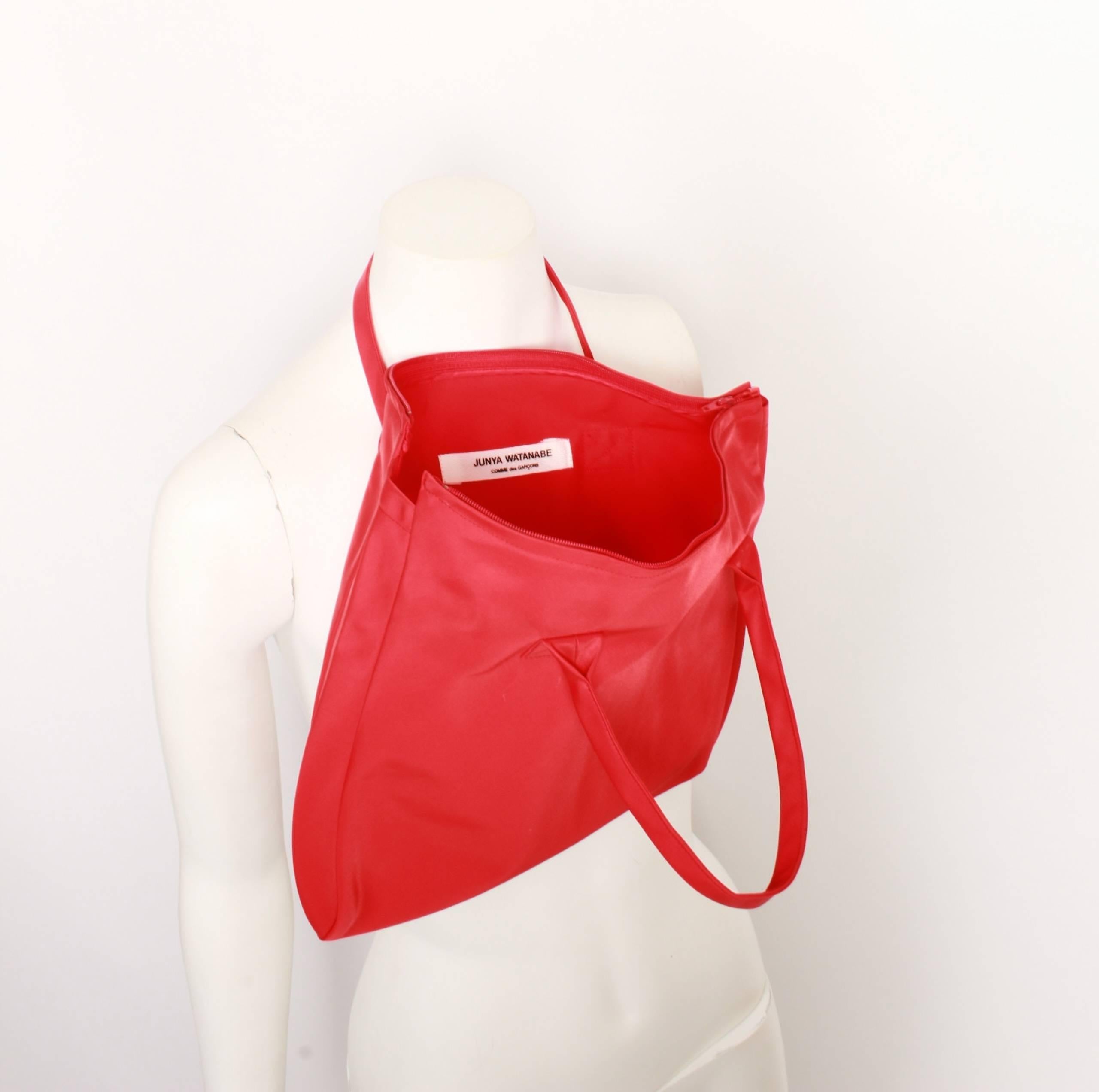 Junya Watanabe Comme des Garcons Light Weight Red Nylon Opera Coat and Handbag For Sale 2