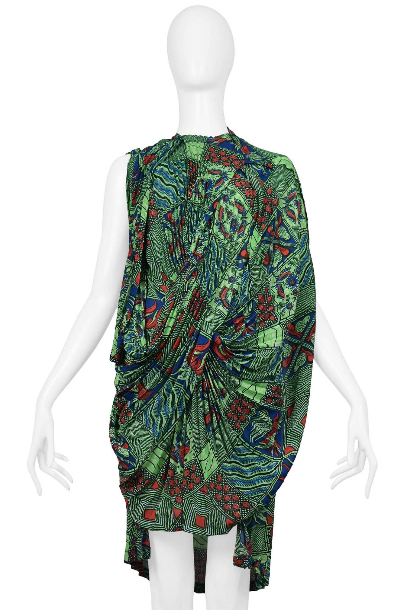Junya Watanabe Green African Print Dress 2009 In Excellent Condition In Los Angeles, CA