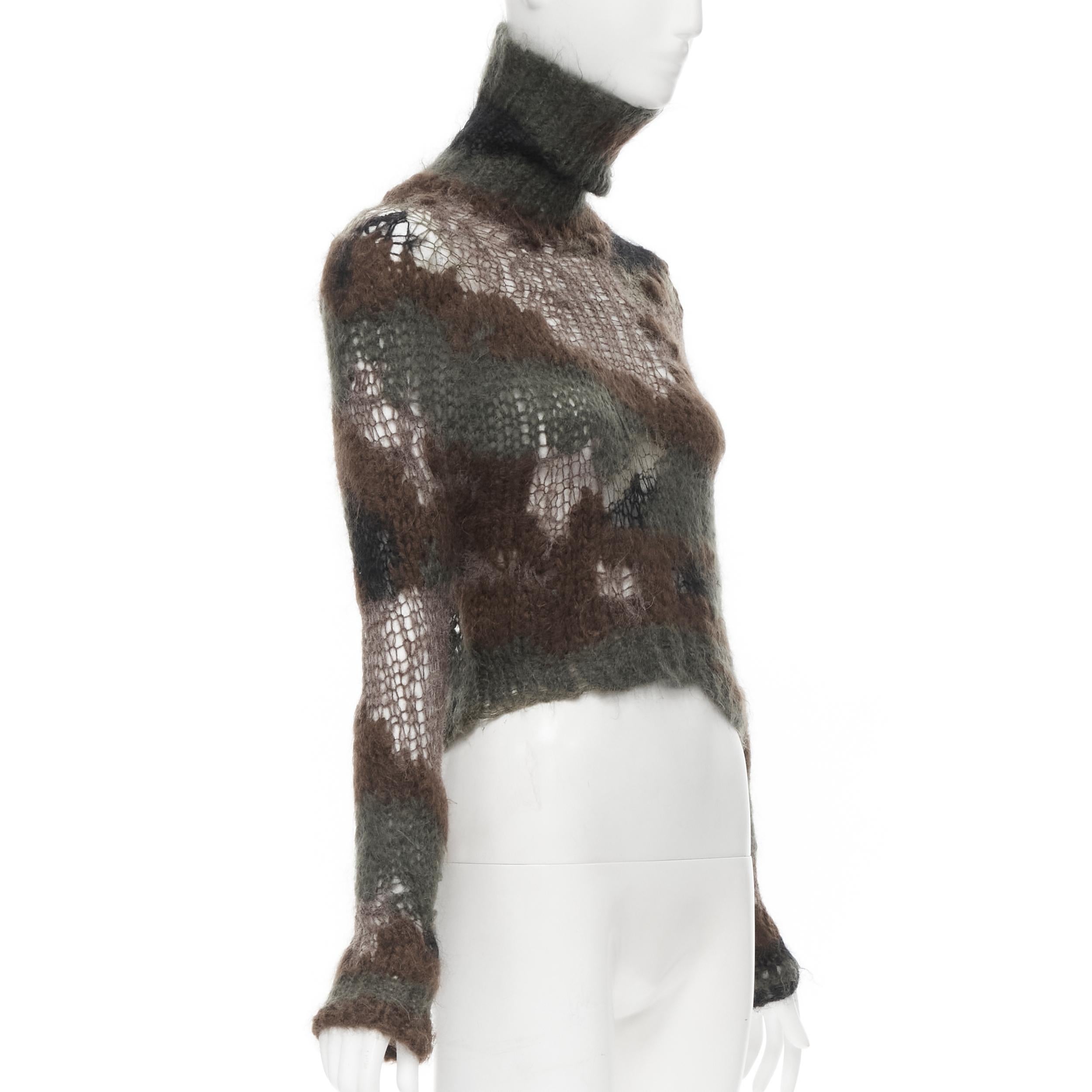 JUNYA WATANABE Pullover aus losem Strick mit grünem und braunem Camouflage-Muster S (Schwarz) im Angebot