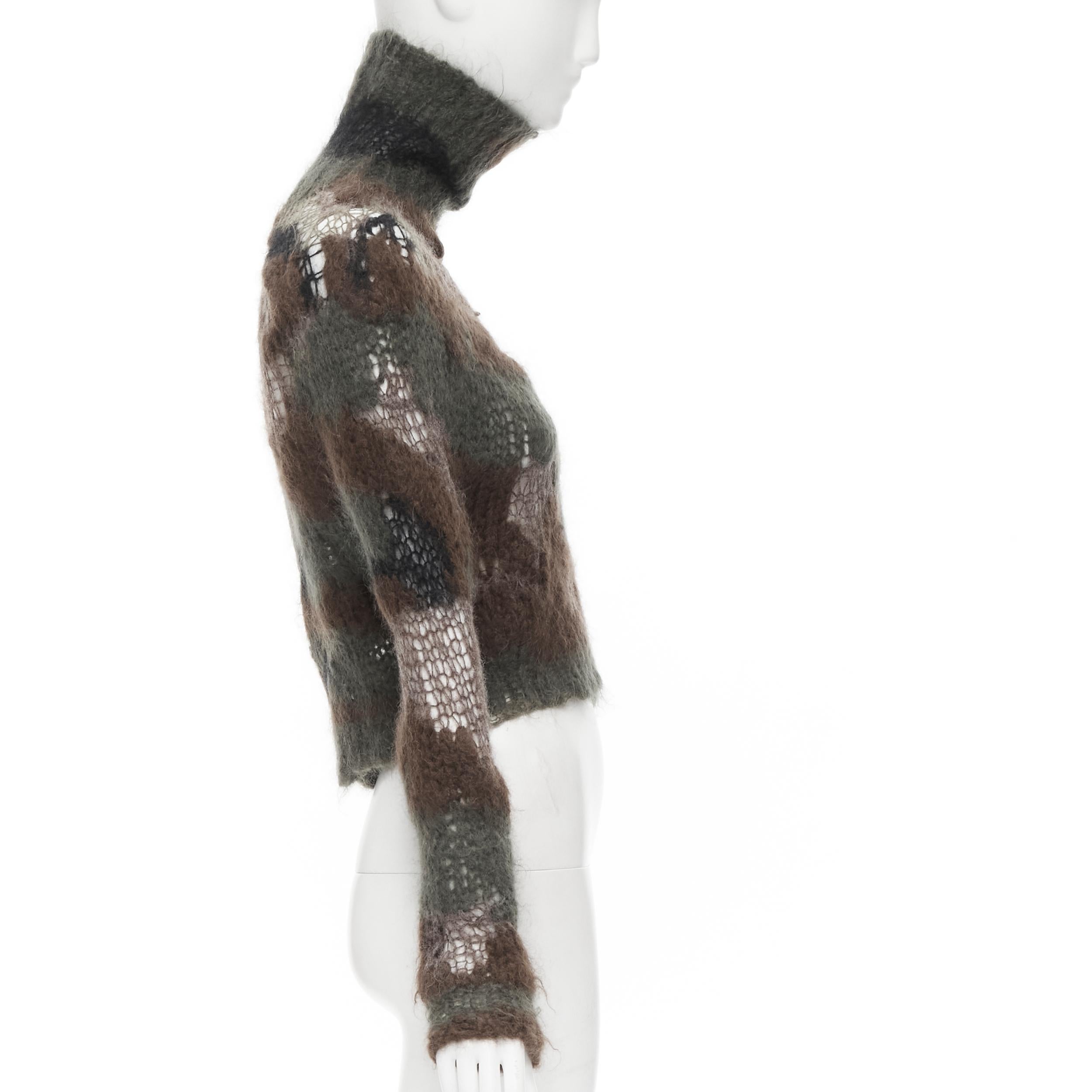 JUNYA WATANABE Pullover aus losem Strick mit grünem und braunem Camouflage-Muster S im Zustand „Hervorragend“ im Angebot in Hong Kong, NT