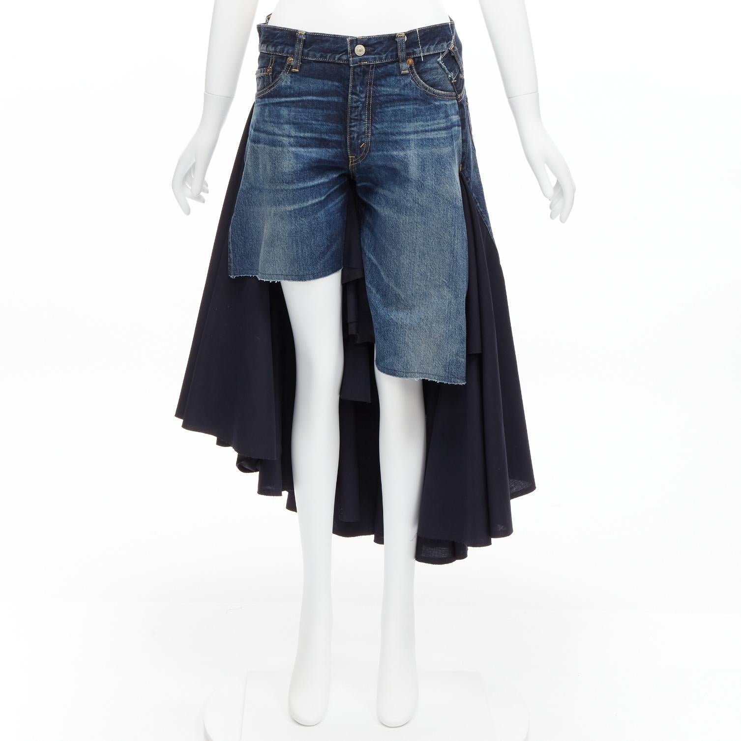 JUNYA WATANABE LEVI'S 2021  washed denim navy wool skirt deconstructed shorts S 6