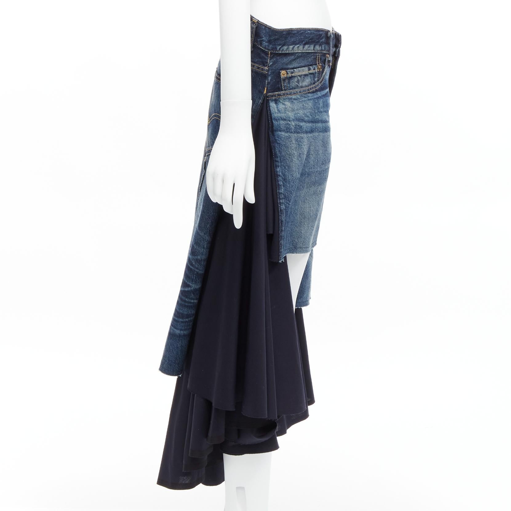 Women's JUNYA WATANABE LEVI'S 2021  washed denim navy wool skirt deconstructed shorts S