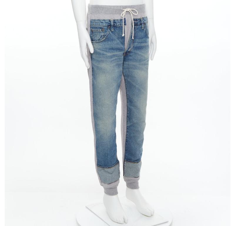 JUNYA WATANABE LEVI'S 2022 dekonstruierte Denim-Patch-Jogginghose aus Denim M (Grau) im Angebot