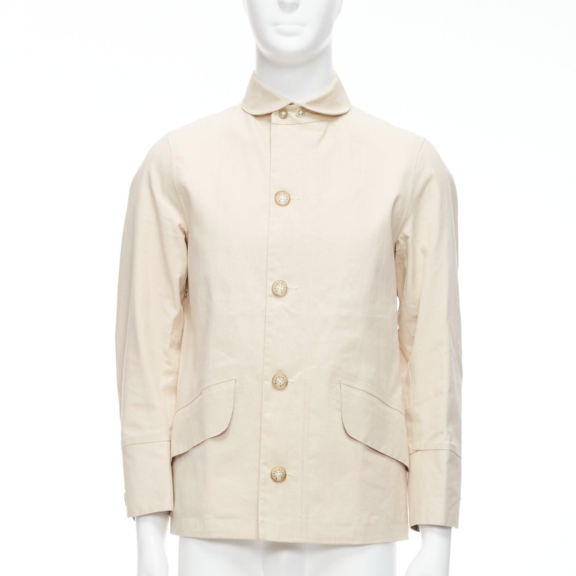 Men's JUNYA WATANABE MACKINTOSH 2010 beige coated cotton logo button jacket XS For Sale