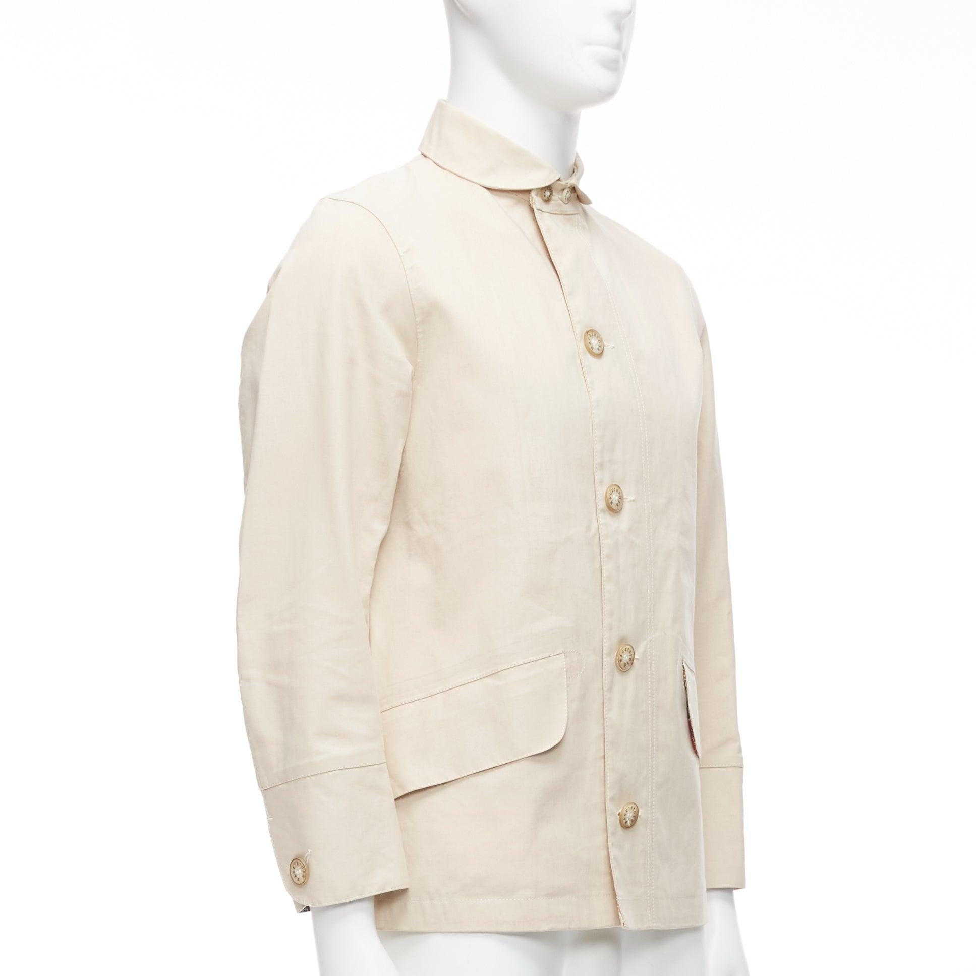 Men's JUNYA WATANABE MACKINTOSH 2010 beige coated cotton logo button jacket XS For Sale