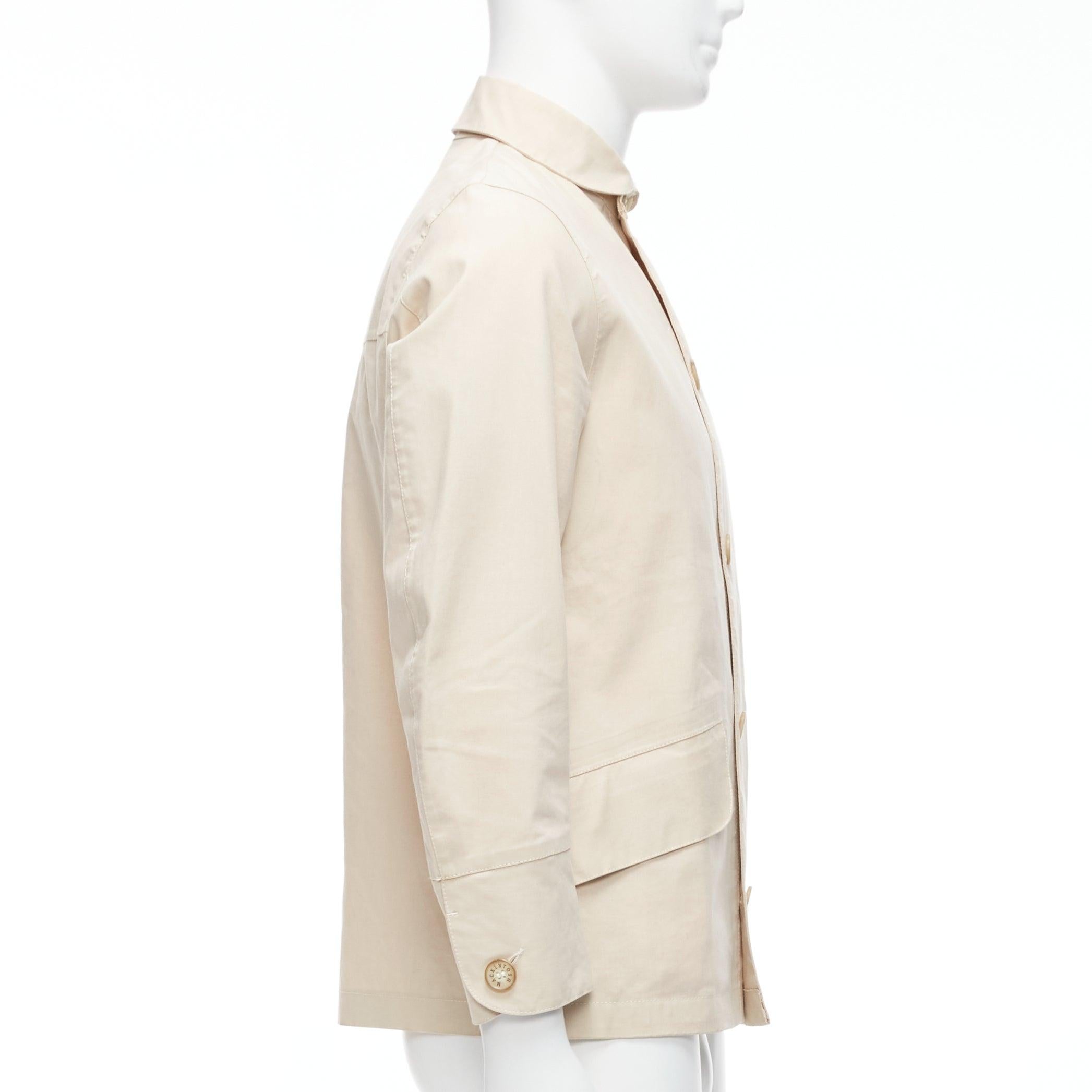 JUNYA WATANABE MACKINTOSH 2010 beige coated cotton logo button jacket XS For Sale 2