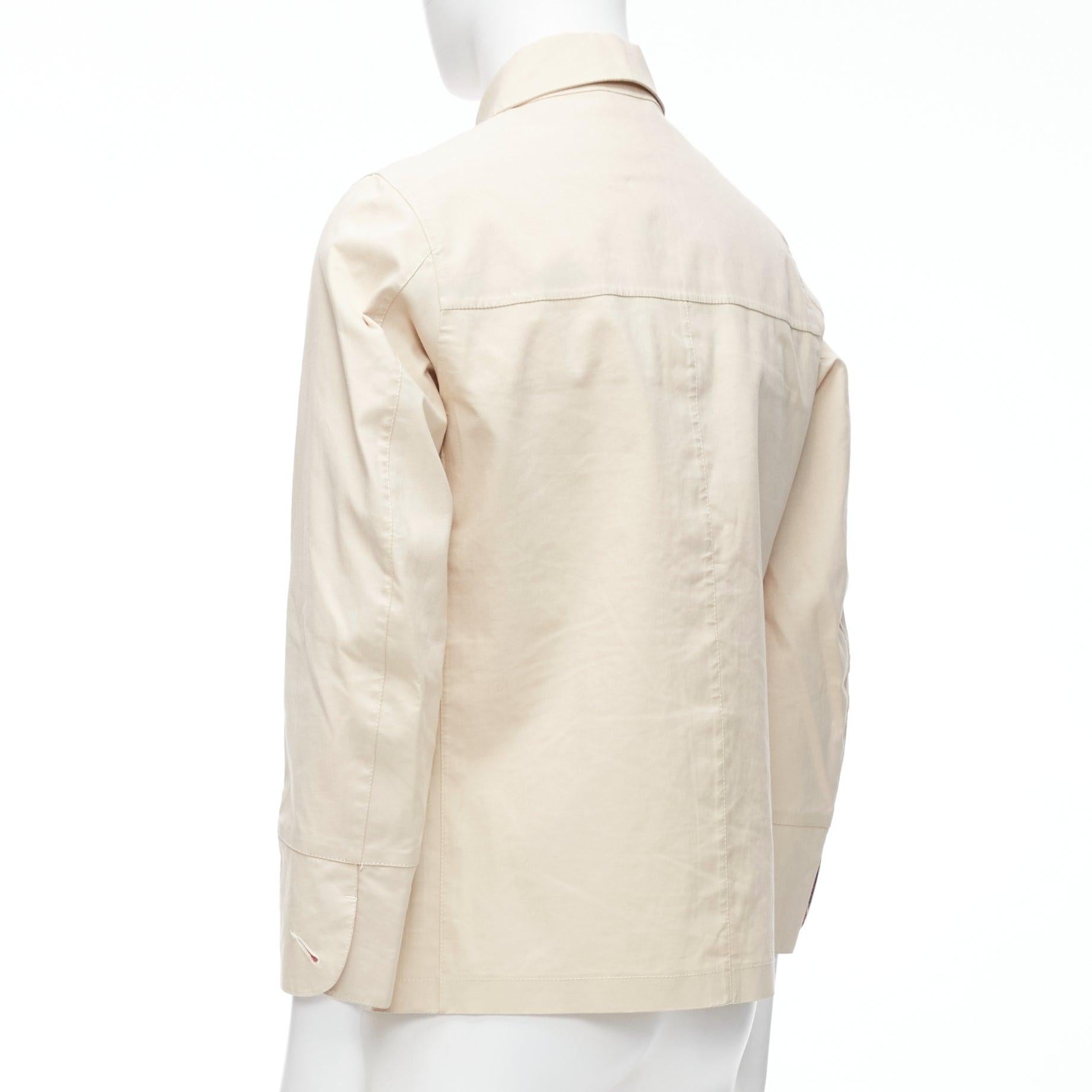 JUNYA WATANABE MACKINTOSH 2010 beige coated cotton logo button jacket XS For Sale 3