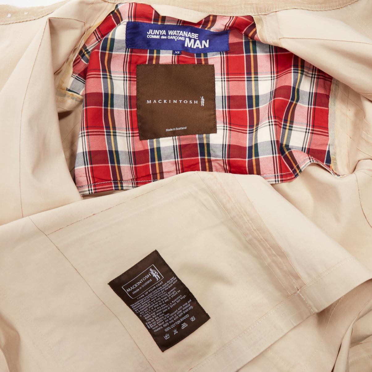 JUNYA WATANABE MACKINTOSH 2010 beige coated cotton logo button jacket XS For Sale 5