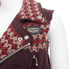 Junya Watanabe MAN 2003 - Gilet motard en tricot à motifs Fair Isle « Aviakit Lewis Leathers » - Taille S
