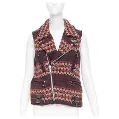 Junya Watanabe MAN 2003 - Gilet motard en tricot à motifs Fair Isle « Aviakit Lewis Leathers » - Taille S