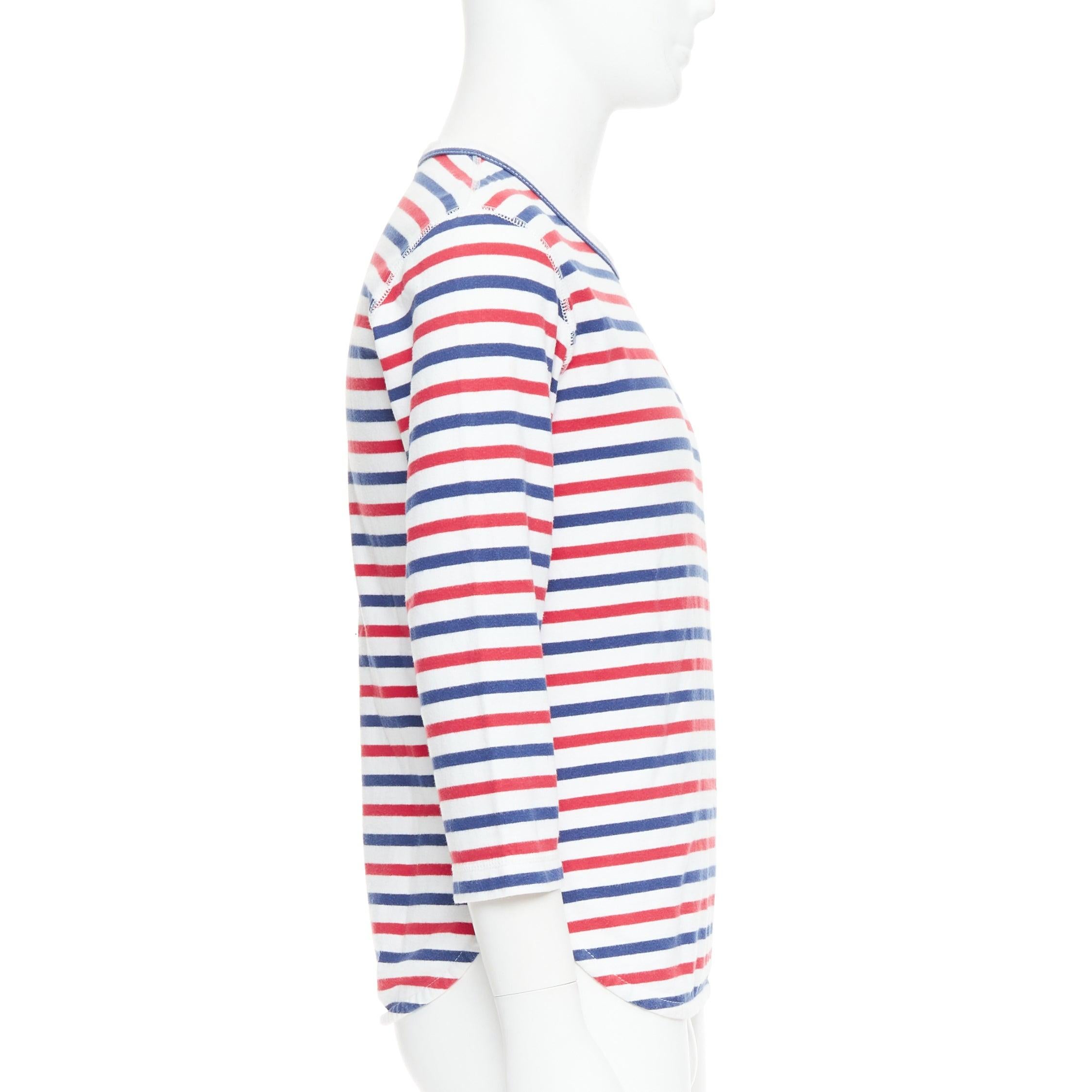 JUNYA WATANABE MAN 2011 red blue striped curved hem shirt S In Fair Condition For Sale In Hong Kong, NT