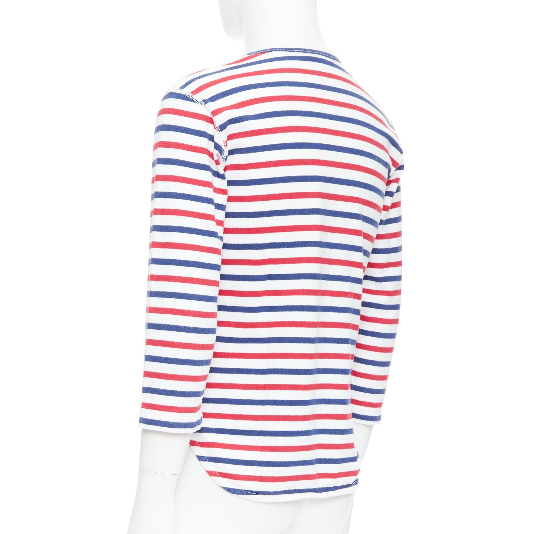 JUNYA WATANABE MAN 2011 red blue striped curved hem shirt S For Sale 1