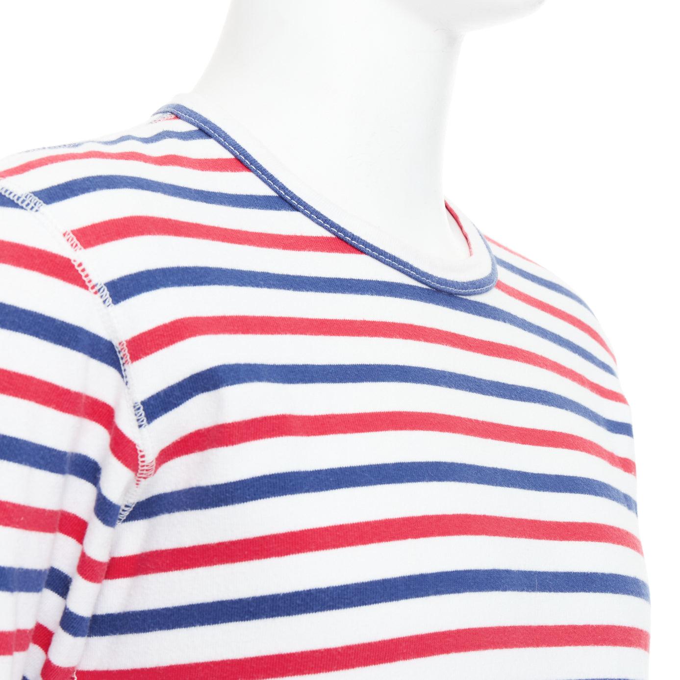 JUNYA WATANABE MAN 2011 red blue striped curved hem shirt S For Sale 2