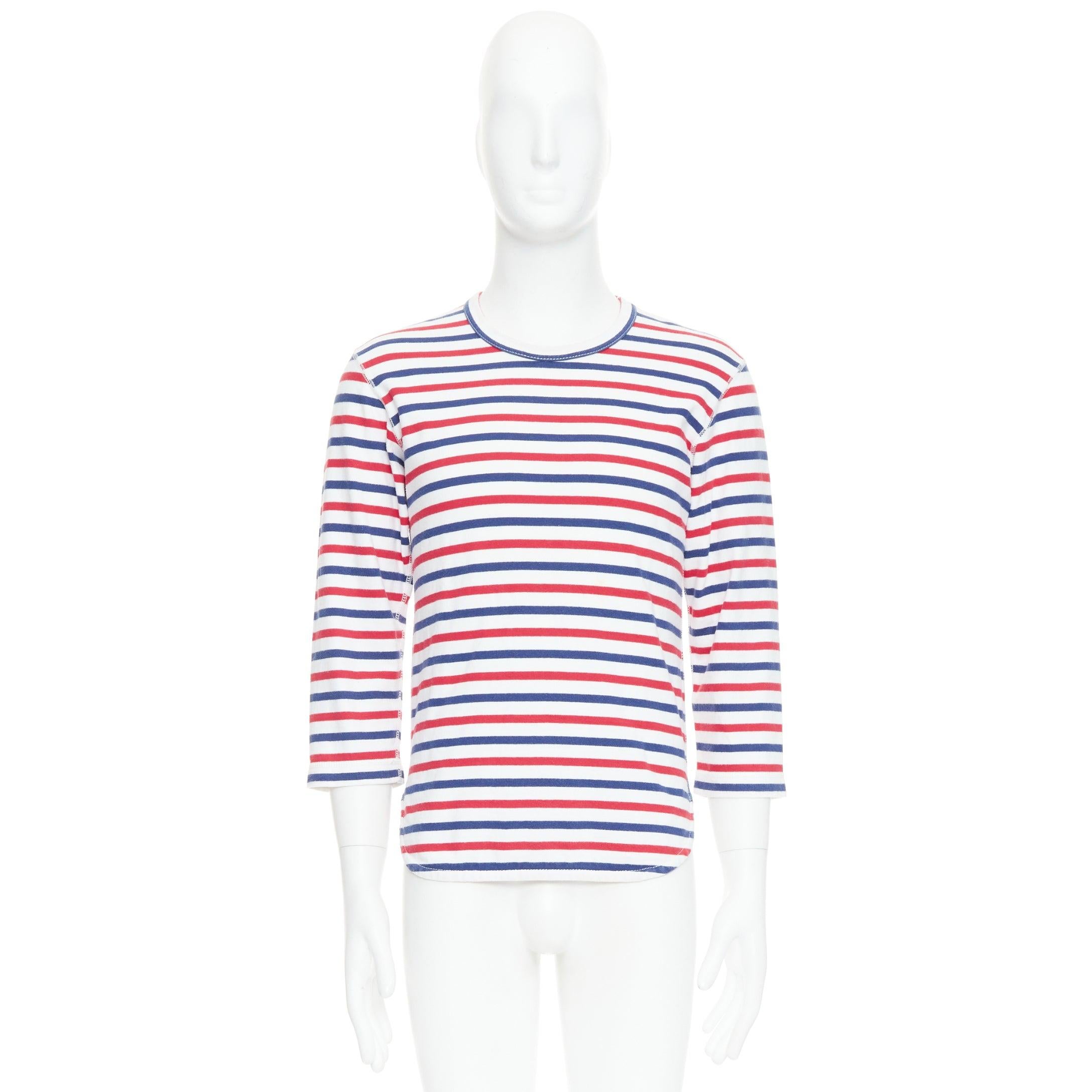 JUNYA WATANABE MAN 2011 red blue striped curved hem shirt S For Sale 4