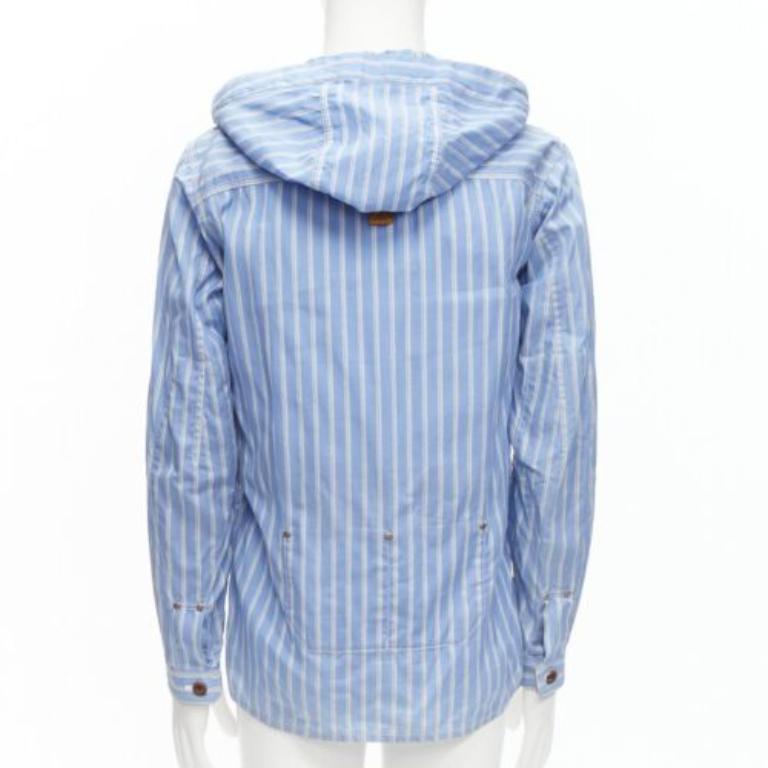 JUNYA WATANABE MAN 2013 blue brown cotton linen striped deconstructed parka M For Sale 1