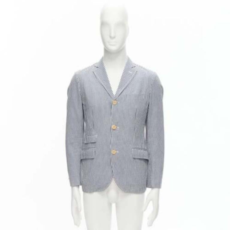 JUNYA WATANABE MAN 2013 blue white striped seersucker cotton blazer jacket S For Sale 5