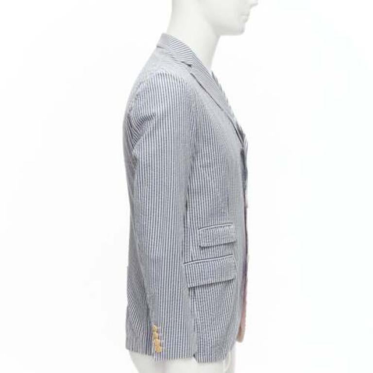 JUNYA WATANABE MAN 2013 blue white striped seersucker cotton blazer jacket S In Excellent Condition For Sale In Hong Kong, NT