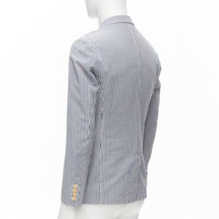 JUNYA WATANABE MAN 2013 blue white striped seersucker cotton blazer jacket S For Sale 1