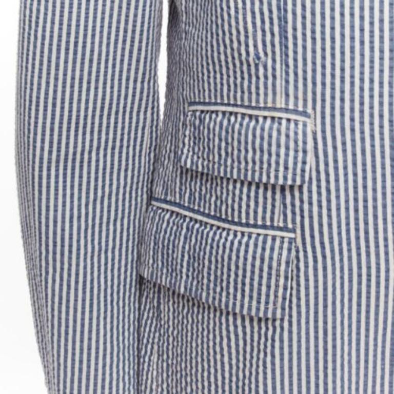 JUNYA WATANABE MAN 2013 blue white striped seersucker cotton blazer jacket S For Sale 2