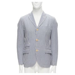 JUNYA WATANABE MAN 2013 blue white striped seersucker cotton blazer jacket S