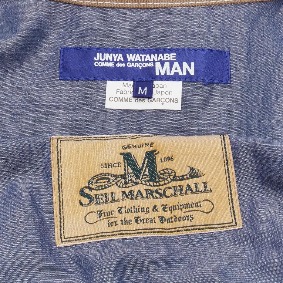 JUNYA WATANABE MAN 2013 brown cotton linen striped deconstructed parka jacket M For Sale 4