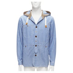 JUNYA WATANABE MAN 2013 brown cotton linen striped deconstructed parka jacket M