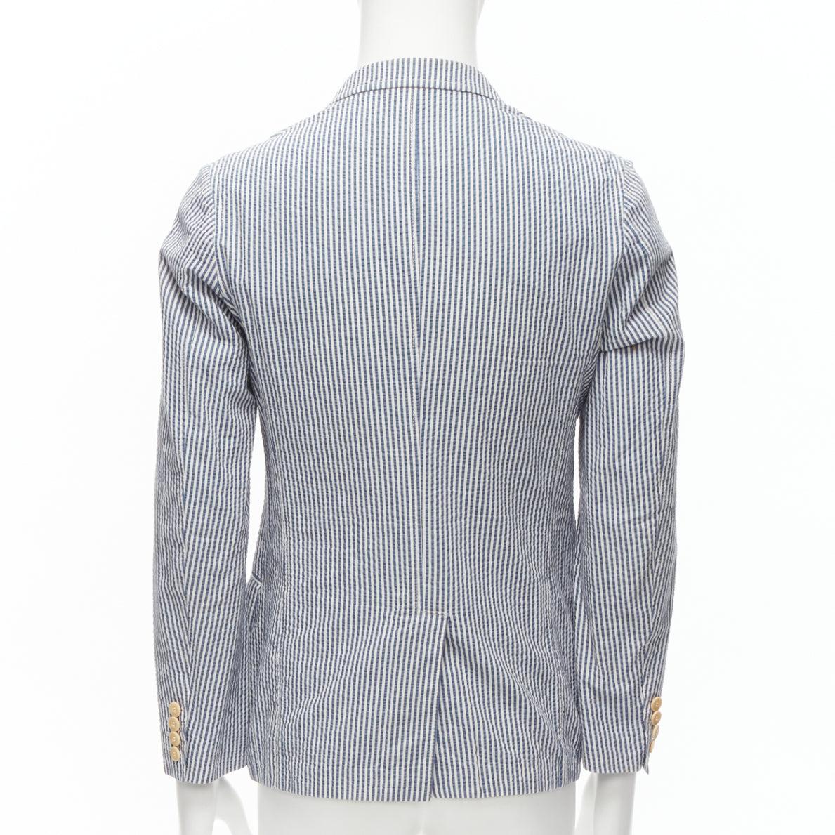 Men's JUNYA WATANABE MAN 2013 white striped seersucker cotton casual blazer jacket S For Sale