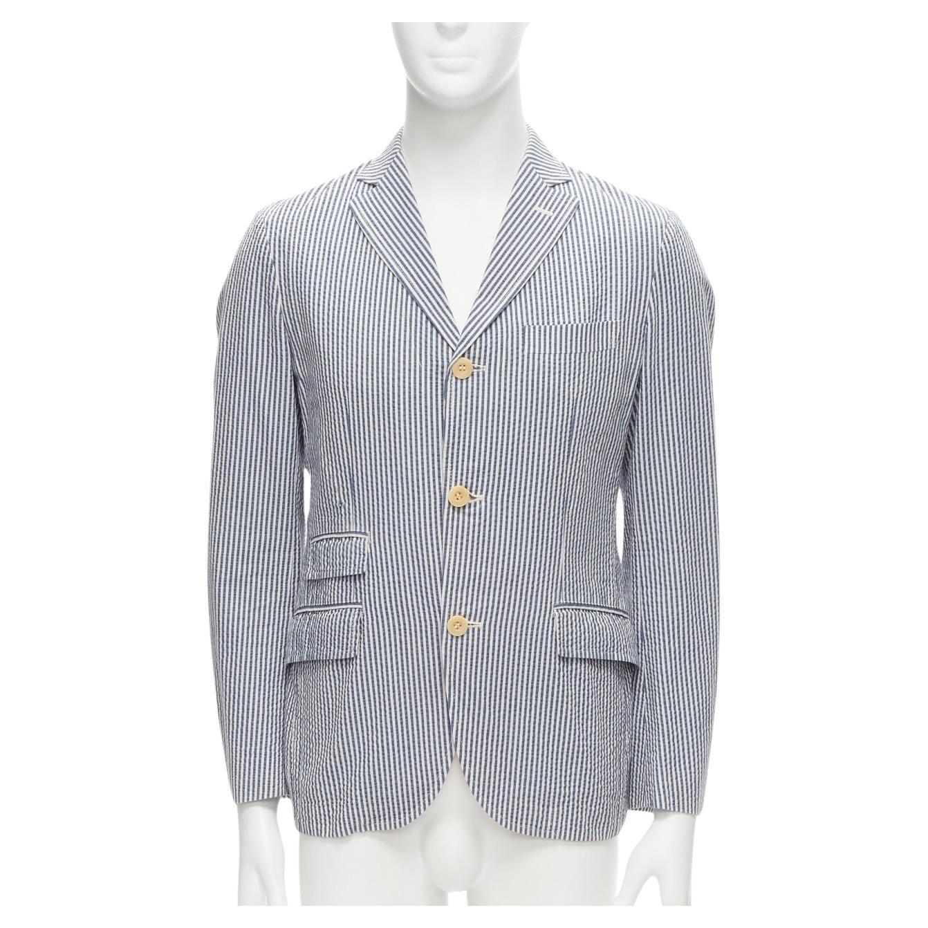 JUNYA WATANABE MAN 2013 white striped seersucker cotton casual blazer jacket S For Sale