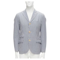 JUNYA WATANABE MAN 2013 Weiß gestreifter lässiger Blazer aus Baumwolle mit Seersuckermuster S