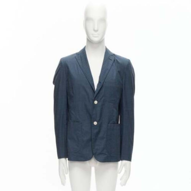 JUNYA WATANABE MAN, blazer décontracté à carreaux contrastés bleu vert, taille M en vente 5