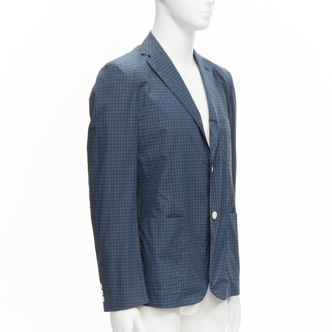 JUNYA WATANABE MAN blue green checked contrast lining casual blazer jacket M In Excellent Condition For Sale In Hong Kong, NT
