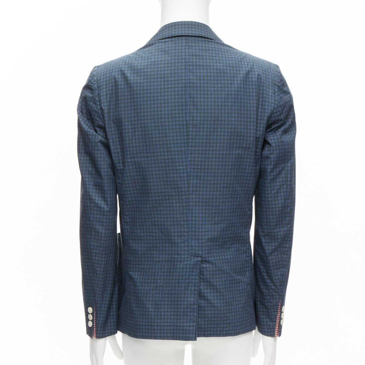 JUNYA WATANABE MAN blue green checked contrast lining casual blazer jacket M For Sale 1