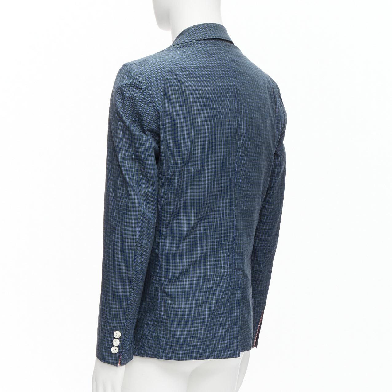 JUNYA WATANABE MAN blue green checked contrast lining casual blazer jacket M For Sale 2