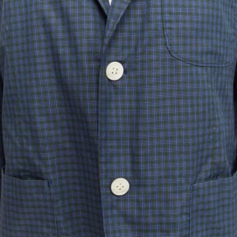 JUNYA WATANABE MAN, blazer décontracté à carreaux contrastés bleu vert, taille M en vente 3