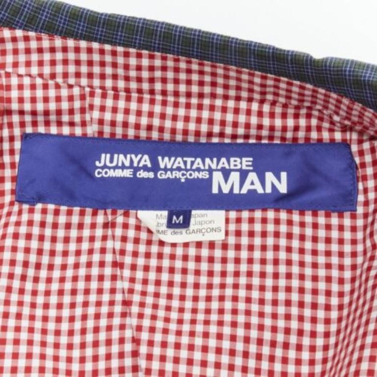 JUNYA WATANABE MAN, blazer décontracté à carreaux contrastés bleu vert, taille M en vente 4