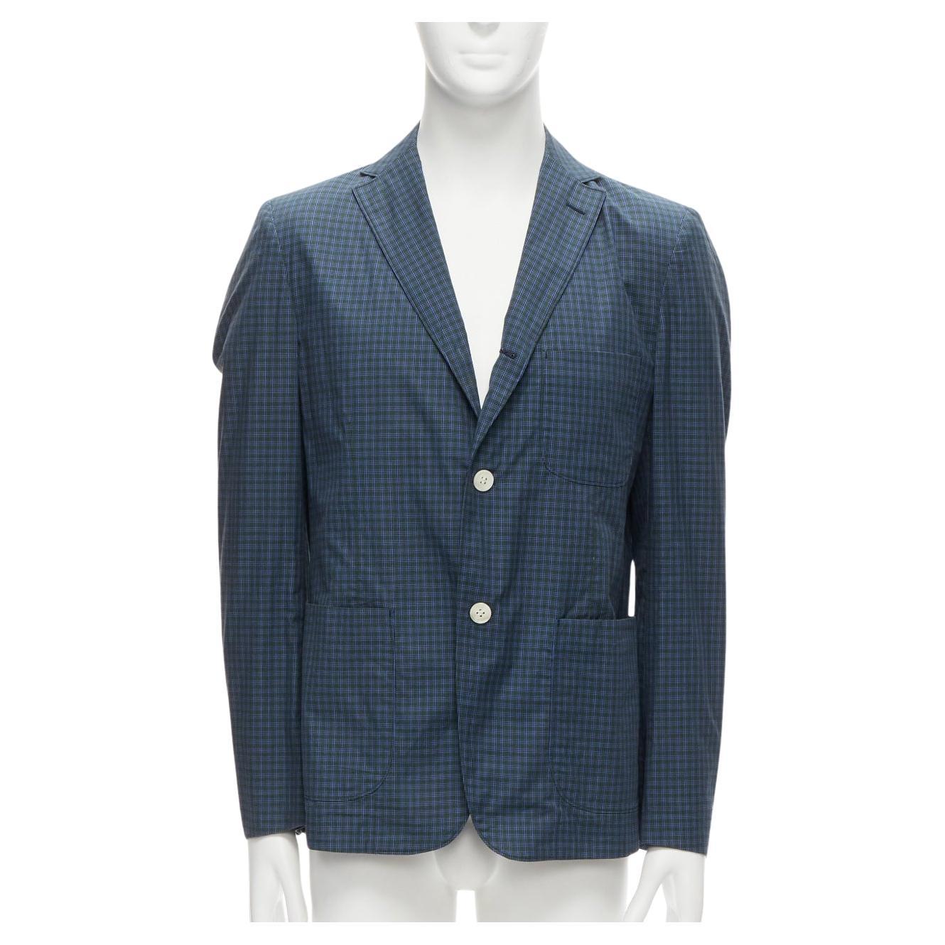 JUNYA WATANABE MAN blue green checked contrast lining casual blazer jacket M For Sale
