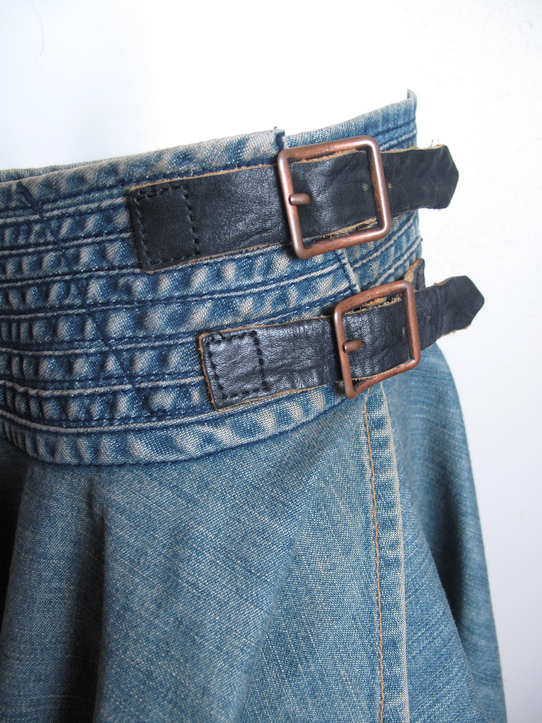 Junya Watanabe MAN denim skirt with side buckles, 2004.  Condition: Excellent. Size M
